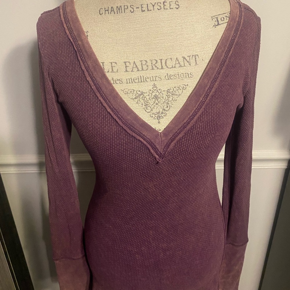 Free People Eggplant Zip Cuff Thermal ASO Elena Gilbert